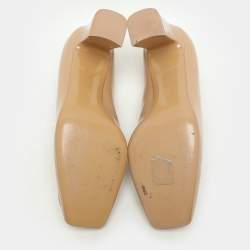 Louis Vuitton Beige Patent Leather Madeleine Block Heel Pumps Size 37