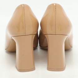 Louis Vuitton Beige Patent Leather Madeleine Block Heel Pumps Size 37