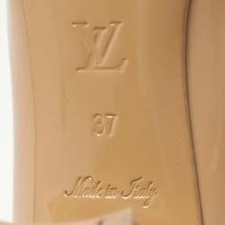 Louis Vuitton Beige Patent Leather Madeleine Block Heel Pumps Size 37