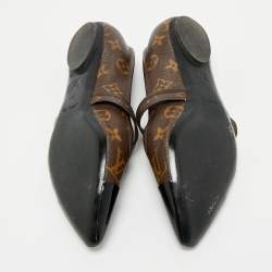 Louis Vuitton Brown/Black Monogram Canvas and Patent Ballet Flats Size 38