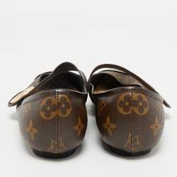 Louis Vuitton Brown/Black Monogram Canvas and Patent Ballet Flats Size 38