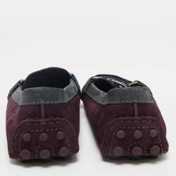 Louis Vuitton Purple/Navy Blue Suede Oxford Loafers Size 38.5
