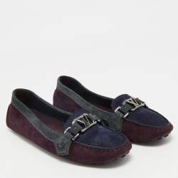 Louis Vuitton Purple/Navy Blue Suede Oxford Loafers Size 38.5