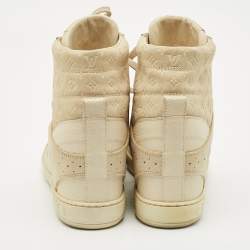 Louis Vuitton Cream Suede and Nubuck Leather Cliff Top Sneaker Boots Size 38.5