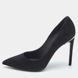 Pre Owned Louis Vuitton Black Suede Pointed Toe Pumps Size 37.5