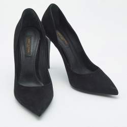 Pre Owned Louis Vuitton Black Suede Pointed Toe Pumps Size 37.5