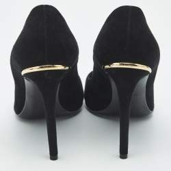 Pre Owned Louis Vuitton Black Suede Pointed Toe Pumps Size 37.5