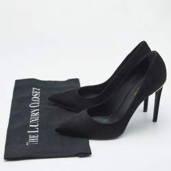 Pre Owned Louis Vuitton Black Suede Pointed Toe Pumps Size 37.5