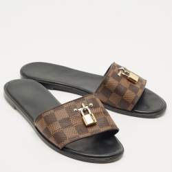 مملوكة مسبقًا صندل سلايد لوي فيتون لوك إيت كانفاس مونوغرامي بني مقاس 38 