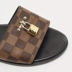 مملوكة مسبقًا صندل سلايد لوي فيتون لوك إيت كانفاس مونوغرامي بني مقاس 38 
