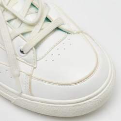 Pre Owned Louis Vuitton White/Green Leather Charlie Low Top Sneakers Size 38.5