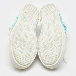 Pre Owned Louis Vuitton White/Green Leather Charlie Low Top Sneakers Size 38.5
