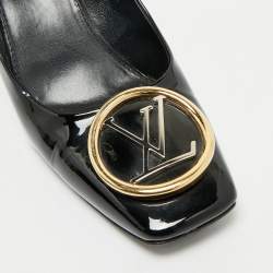 Pre Owned حذاء كعب عالي لويس فيتون جلد لامع أسود ماديلين مقاس 42