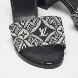 Pre Owned Louis Vuitton Black 1854 Canvas Slide Sandals Size 40