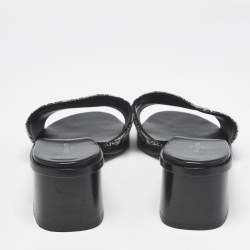 Pre Owned Louis Vuitton Black 1854 Canvas Slide Sandals Size 40