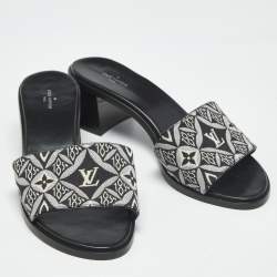 Pre Owned Louis Vuitton Black 1854 Canvas Slide Sandals Size 40