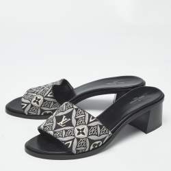 Pre Owned Louis Vuitton Black 1854 Canvas Slide Sandals Size 40
