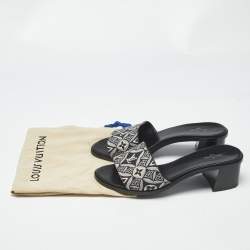 Pre Owned Louis Vuitton Black 1854 Canvas Slide Sandals Size 40