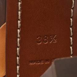 Pre Owned Louis Vuitton Brown/Tan Leather Ankle Strap Sandals Size 38.5