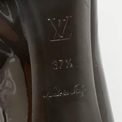 Pre Owned حذاء كعب عالي لويس فيتون فالنتين مقدمة مفتوحة جلد لامع بني مقاس 37.5
