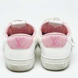 Pre Owned Louis Vuitton White/Pink Leather Charlie Low Top Sneakers Size 40