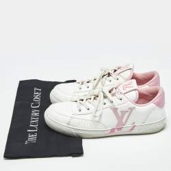 Pre Owned Louis Vuitton White/Pink Leather Charlie Low Top Sneakers Size 40