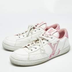 Pre Owned Louis Vuitton White/Pink Leather Charlie Low Top Sneakers Size 40