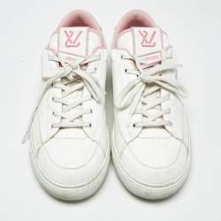 Pre Owned Louis Vuitton White/Pink Leather Charlie Low Top Sneakers Size 40