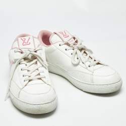 Pre Owned Louis Vuitton White/Pink Leather Charlie Low Top Sneakers Size 40