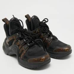 Pre Owned حذاء رياضي لوي فيتون بلاك ميش وقماش مونوغرام كانفاس أركلايت مقاس 38.5