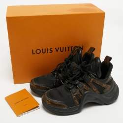 Pre Owned حذاء رياضي لوي فيتون بلاك ميش وقماش مونوغرام كانفاس أركلايت مقاس 38.5