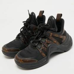 Pre Owned حذاء رياضي لوي فيتون بلاك ميش وقماش مونوغرام كانفاس أركلايت مقاس 38.5