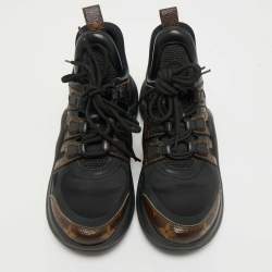 Pre Owned حذاء رياضي لوي فيتون بلاك ميش وقماش مونوغرام كانفاس أركلايت مقاس 38.5