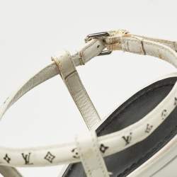 Pre Owned Louis Vuitton White Monogram Leather Citizen Ankle Strap Sandals Size 38