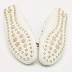 Pre Owned Louis Vuitton White Monogram Empreinte Leather Gloria Loafers Size 38