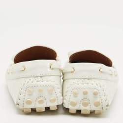 Pre Owned Louis Vuitton White Monogram Empreinte Leather Gloria Loafers Size 38