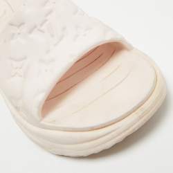 Pre Owned Louis Vuitton Pink Monogram Rubber Pool 55 Comfort Slide Sandals Size 38
