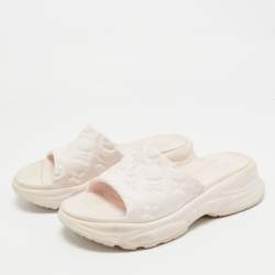 Pre Owned Louis Vuitton Pink Monogram Rubber Pool 55 Comfort Slide Sandals Size 38
