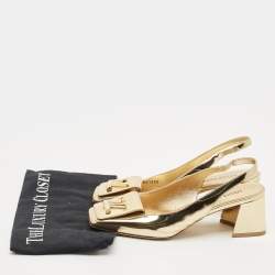 Pre Owned Louis Vuitton Gold Leather Shake Slingback Pumps Size 38