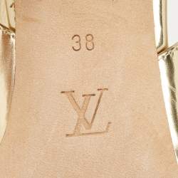 Pre Owned Louis Vuitton Gold Leather Shake Slingback Pumps Size 38