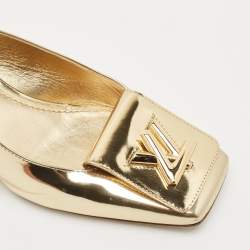 Pre Owned Louis Vuitton Gold Leather Shake Slingback Pumps Size 38