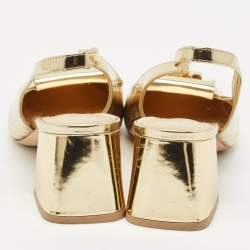 Pre Owned Louis Vuitton Gold Leather Shake Slingback Pumps Size 38