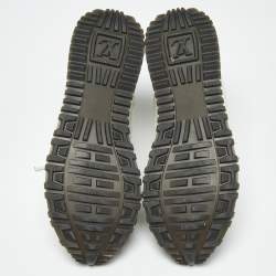 Pre Owned Louis Vuitton White Leather and Monogram Canvas Run Away Sneakers Size 38.5