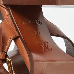 Pre Owned صندل لوي فيتون ستار ترايل كانفاس مونوغرامي و جلد لامع أسود مقاس 35