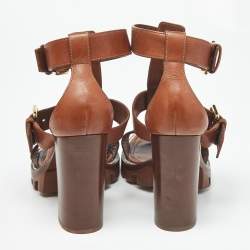 Pre Owned صندل لوي فيتون ستار ترايل كانفاس مونوغرامي و جلد لامع أسود مقاس 35