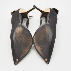 مملوكة مسبقًا Louis Vuitton Black Canvas Pointed Toe Slingback Pumps Size 37.5