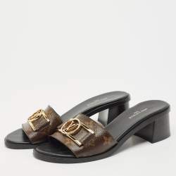 Pre Owned Louis Vuitton Brown Monogram Canvas Lock It Sandals Size 36