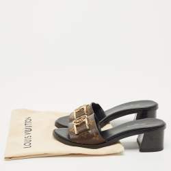 Pre Owned Louis Vuitton Brown Monogram Canvas Lock It Sandals Size 36