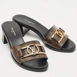 Pre Owned Louis Vuitton Brown Monogram Canvas Lock It Sandals Size 36