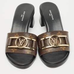 Pre Owned Louis Vuitton Brown Monogram Canvas Lock It Sandals Size 36